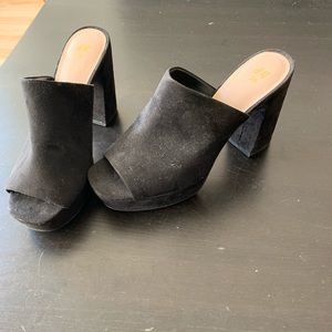 Black Suede Mules